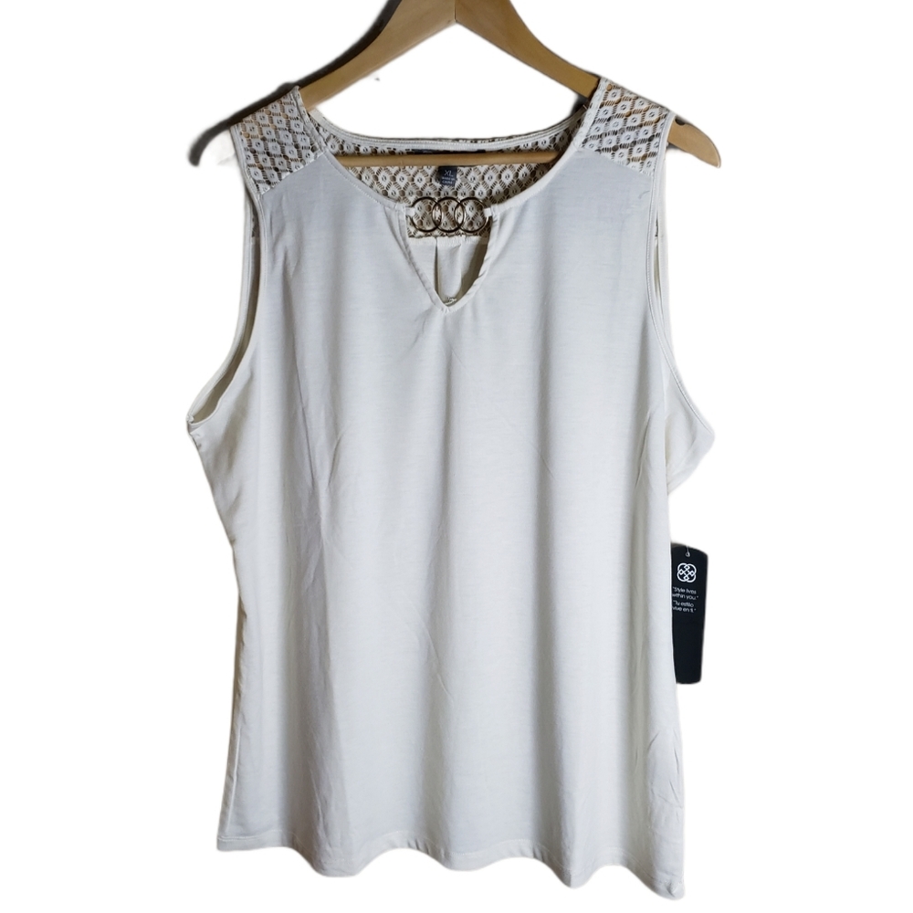 Daisy Fuentes Lace- Up Shoulder Top.
